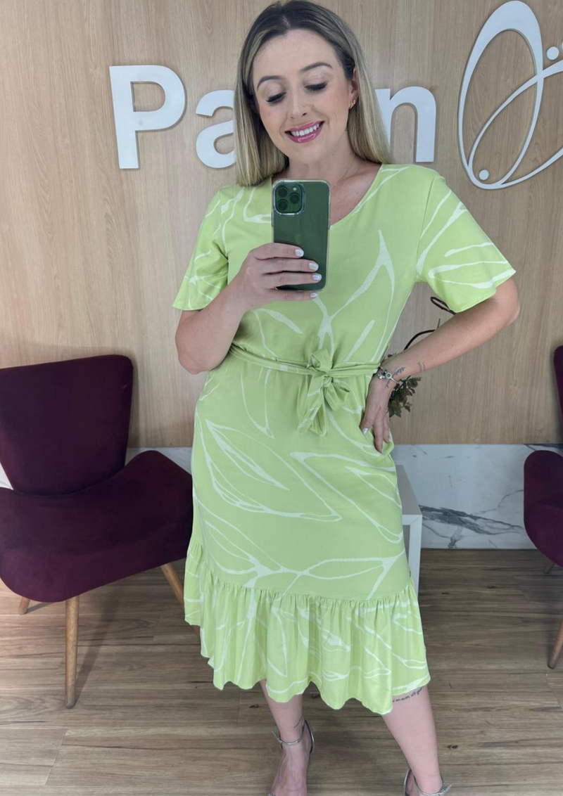 VESTIDO MIDI VISCOLINHO COM BABADOS