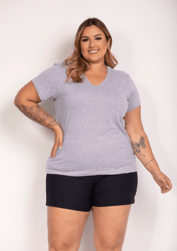 BABY LOOK BÁSICA SENSATION PLUS SIZE GOLA V - Pavin Online